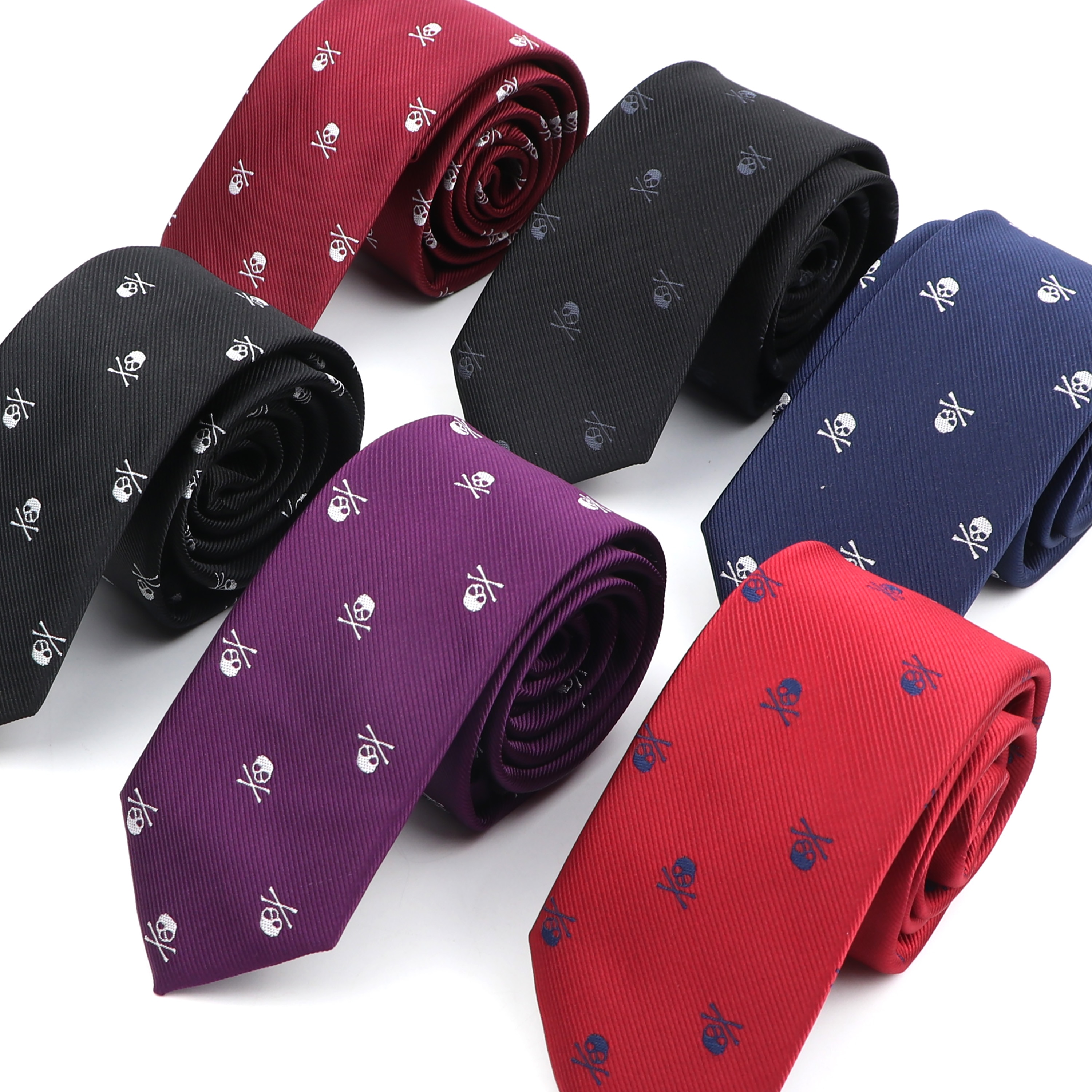 Skull Ties For Men Casual Slim Classic Polyester Neckties Man Tie for Wedding Halloween Party Male tie Neckwear