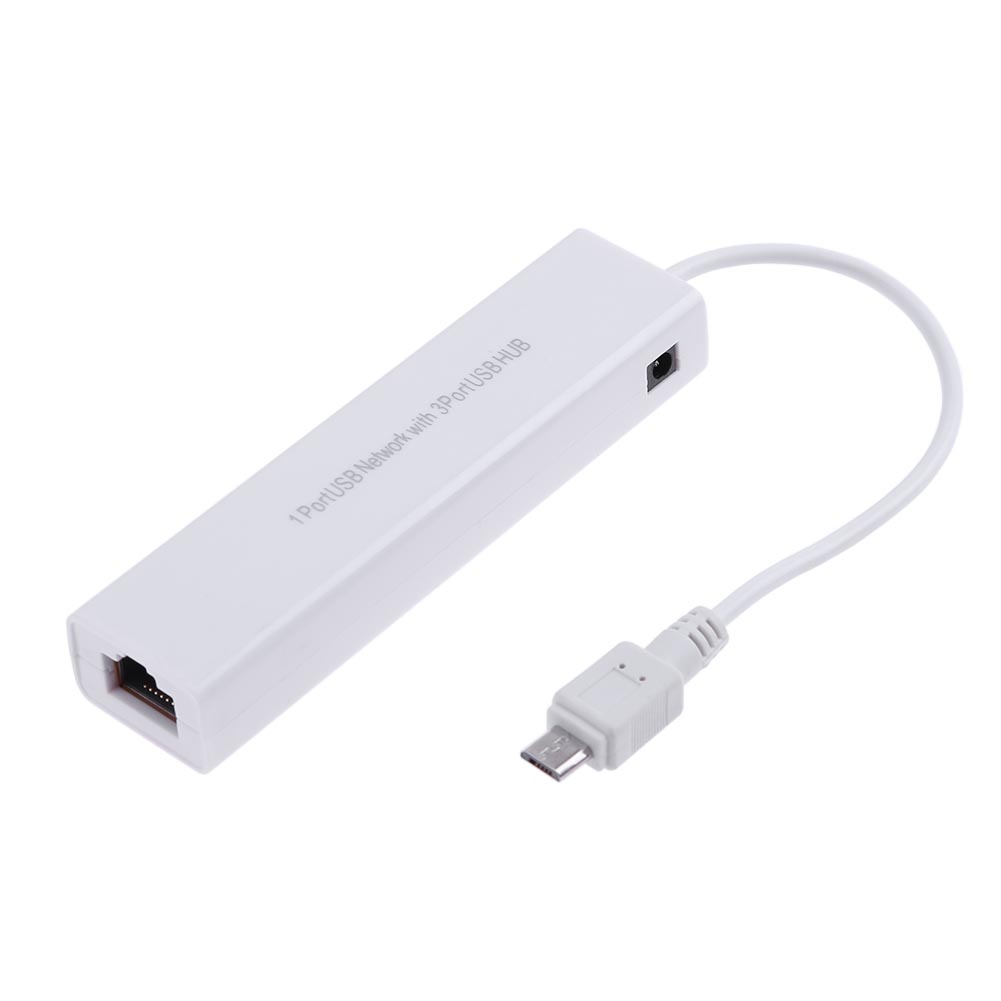 OTG 3-Hafen USB 2.0 Hub 10/100 MB Mikro-USB auf RJ45 LAN-Adapter Netzwerkkarte