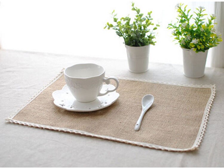 Natural Hessian Jute Burlap Table Placemats Rustic Home Wedding Decor Crafts Table Napkin