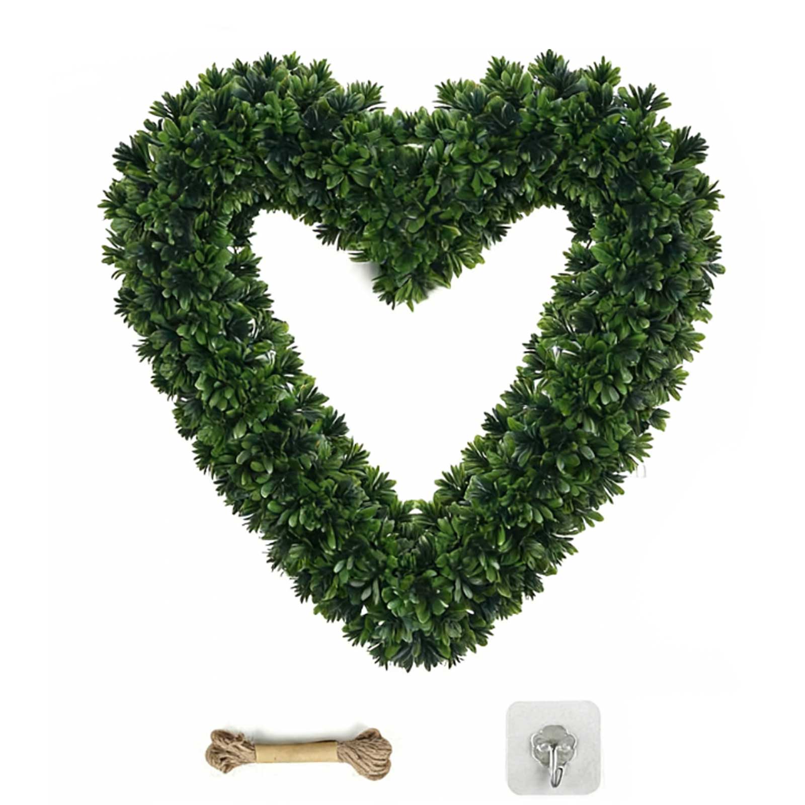 Herz-Liebesgirlande Wandbehang Schild Künstliches Grün Gartendekoration für Haus Zauberstab Fenster Landhaus Hängedekoration: Grün