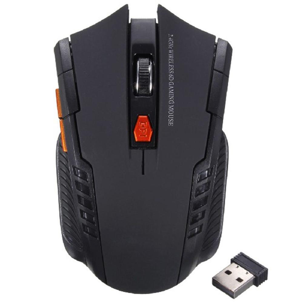 Souris optique sans fil 1600 Ghz, 2.4 DPI, 6 boutons, pour ordinateur et Portable: black