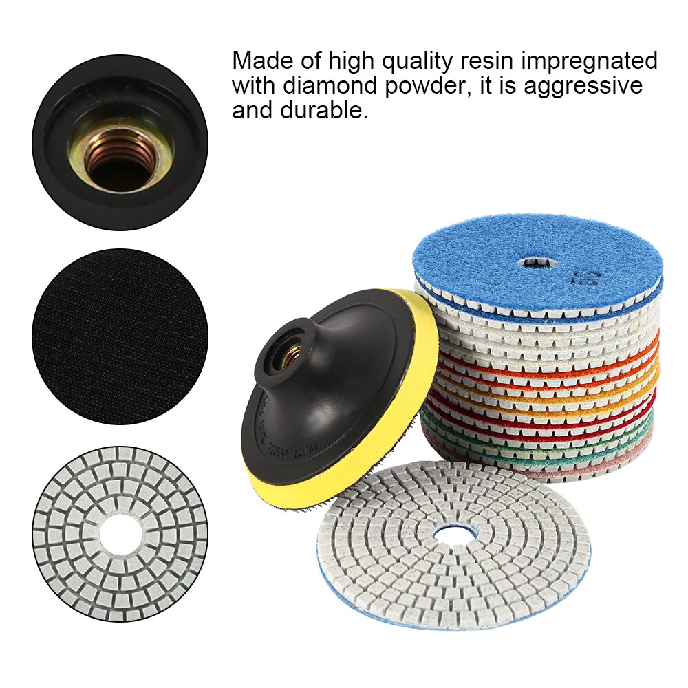 15 Stks/set Diamant Polijsten 4Inch 100Mm Nat/Droog Polijsten Backer Graniet Marmer Beton Steen Slijpschijven handgereedschap
