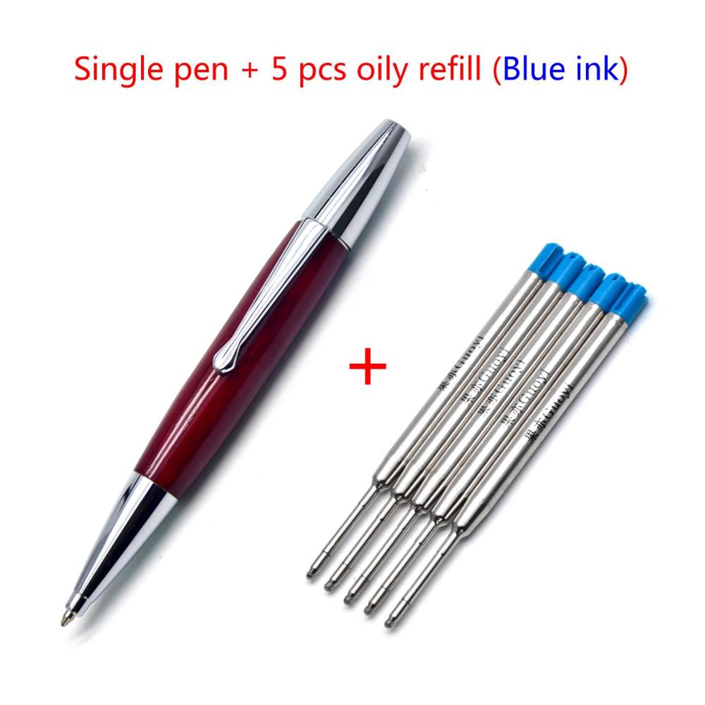 Guoyi A227 wooden ballpoint pen learning office school stationery luxury hotel business pen: Pen - 5 Blue Refill