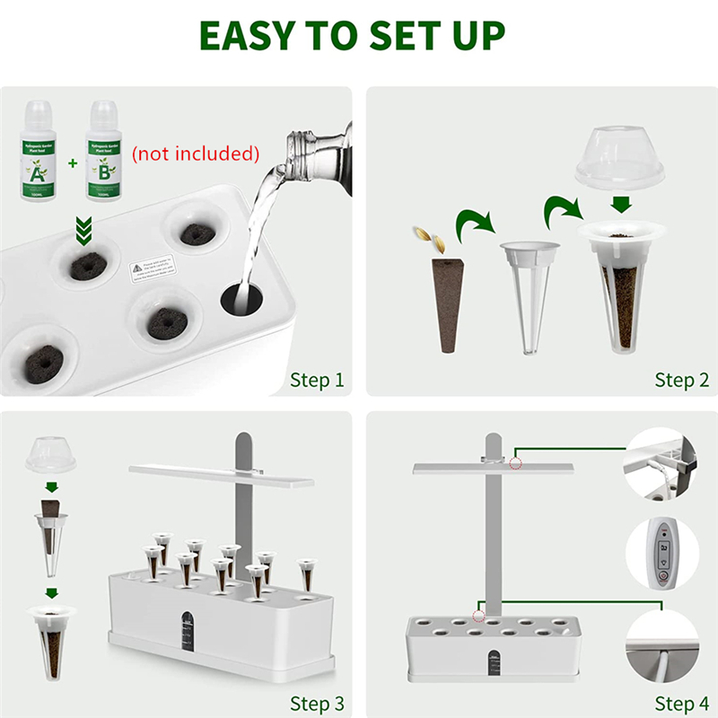 Hydroponique pour systèmes de culture hydroponique domestique, avec lumière de croissance Led, Machine de plantation intelligente Non toxique et sans sol, jardinage intérieur