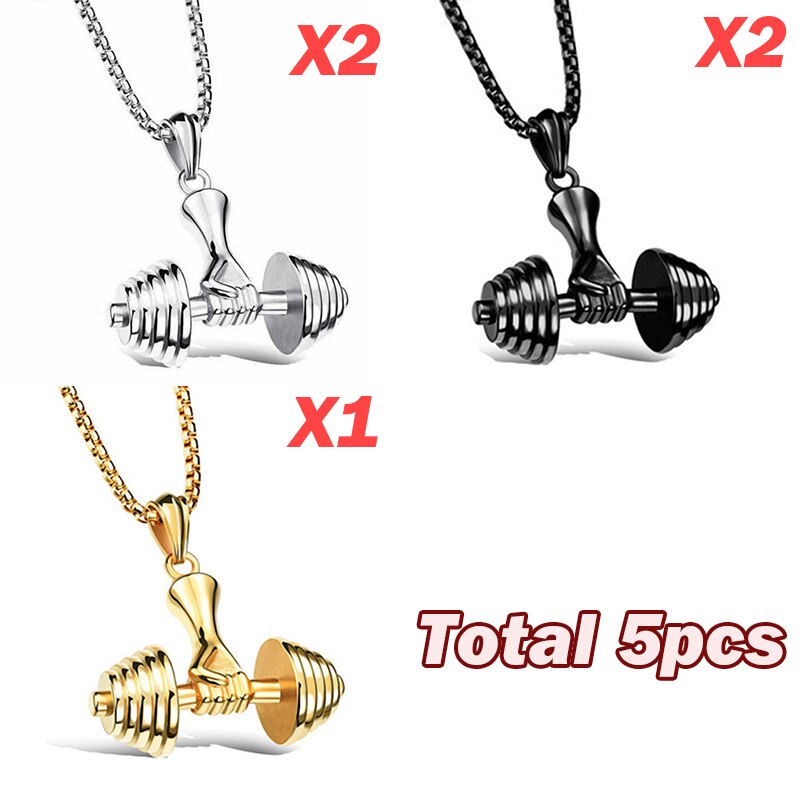 5 Pcs 2020 Nuova Palestra Manubri Pendente Della Collana Bodybuilding Collana Uomini e Donne di Sport Bilanciere Manubri Regalo Regalo di Festa: Barbell TTL