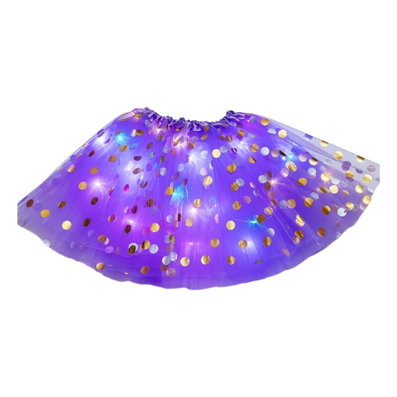 Kinderen Kids Meisjes Led Ballet Rokken Elastische Mesh Tutu Jurk Gymnastiek Dansen Rok Prinses Pettiskirts D5QF