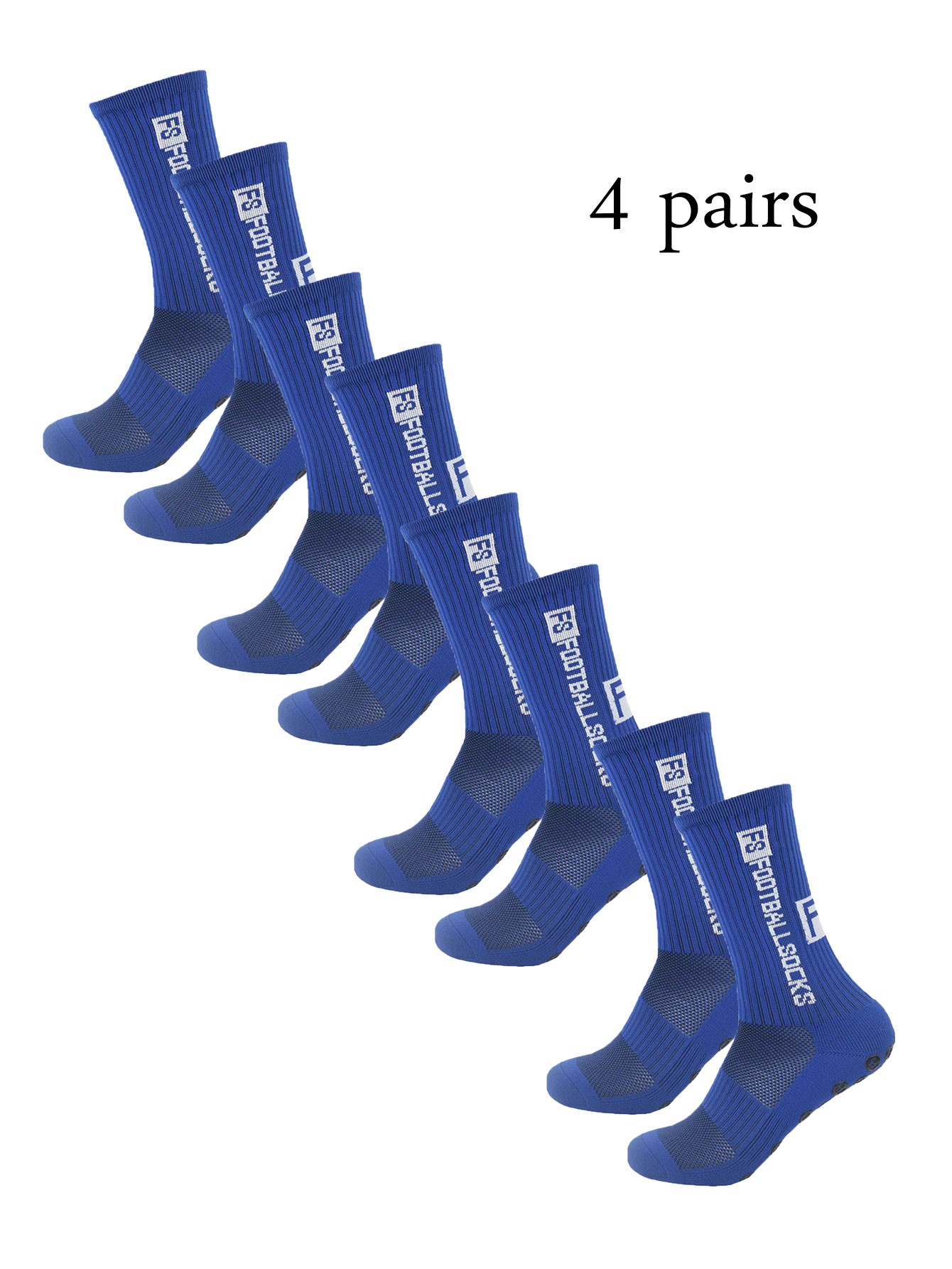 Grip Soccer Socks Anti Slip Non Slip Men's Athletic Socks for Football Basketball Sports, 4 Pair: Blue