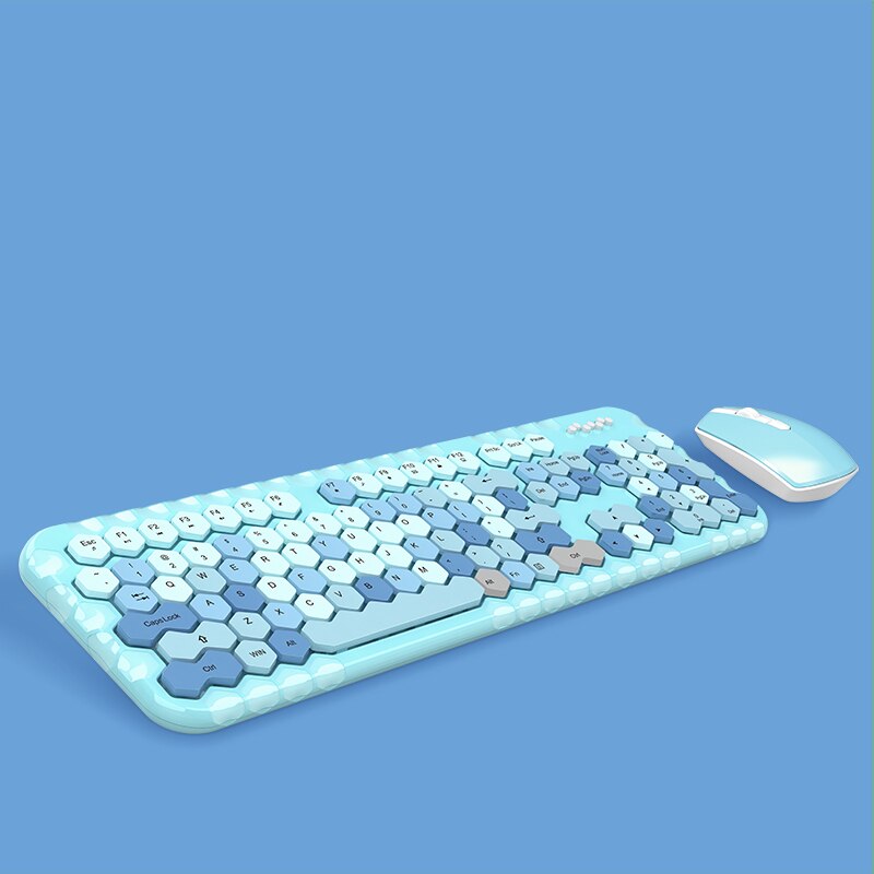 2.4G Wireless Keyboard Mouse Set For Laptop Computer PC Gamer Gaming Keyboard Mouse Mice Slient Button Computer Keypad: Blue Set