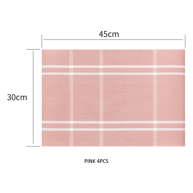 Thuis Wasbaar Tafel Placemats 12*18 inches Eettafel Placemats Geweven Vinyl Warmte-afstotend Placemat Pak van 4 stuks Placemats: Pink 4Pcs