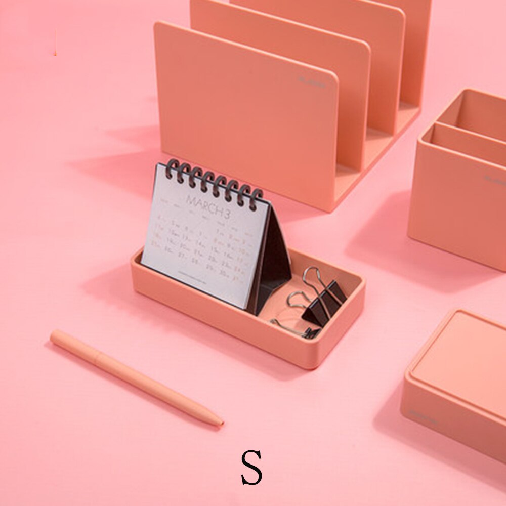 Nusign DIY Combination File Stationery Holder Files Storage Box Multi-layer Rack Information Finishing Storage Shelf For Office: Light Red-S