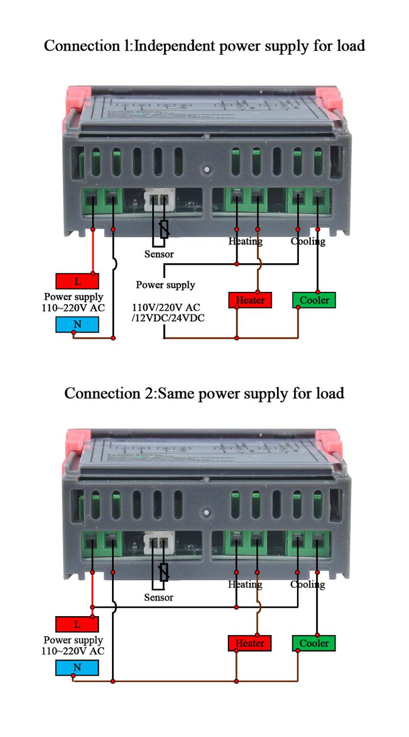 Digital LCD Temperature Controller Thermostat STC-1000 1m NTC Sensor Thermostat Regulator Heater Cooler Two Relay Output