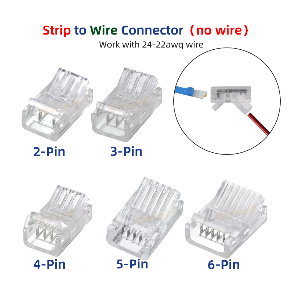 8mm 10mm 2Pin 3Pin 4Pin 5Pin 6Pin 12mm IP20 IP65 LED Strip to Strips or Line Quick Connectors Extension Wire Terminal Connectors