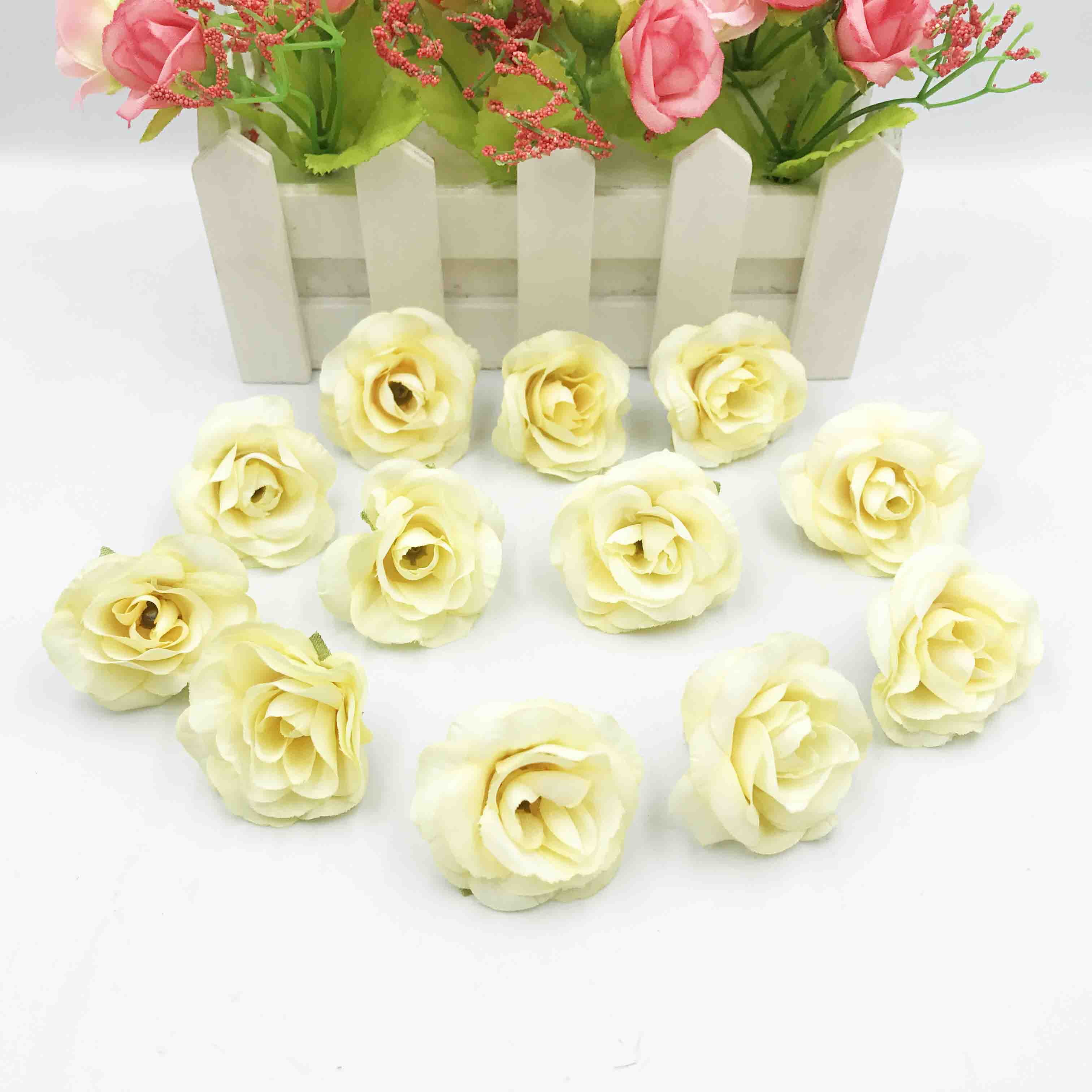 10 stuks kunstbloemen, 4cm zijden rozenbloemen, bruiloftsfeest, huisdecoratie, doe-het-zelfkrans, plakboekdoos, knutselwerkje: 4