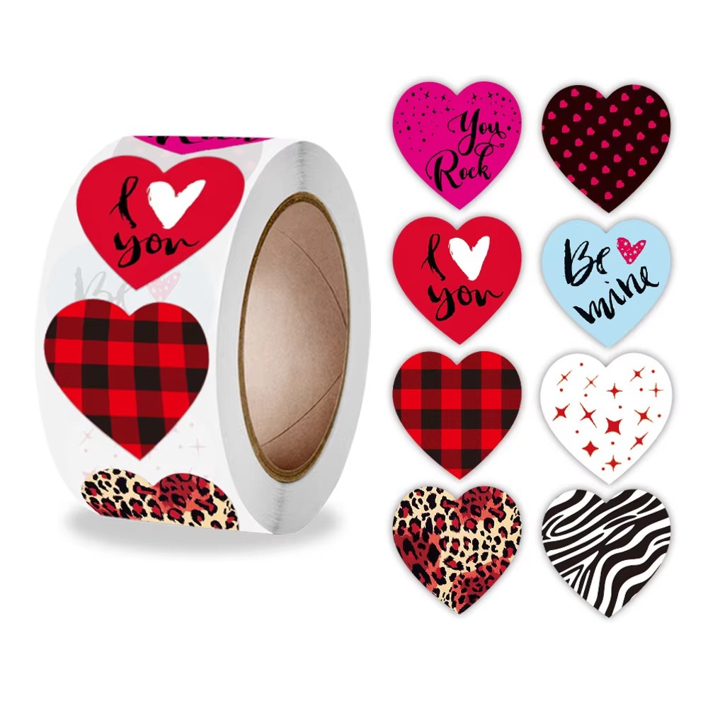 500pcs Sparkle Heart Stickers Red Love Scrapbooking Adhesive Stickers for Valentine's Day Wedding Decor Stationery Sticker: black