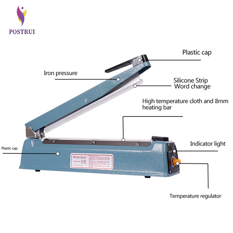 Handleiding Plastic Film Sealer Machine Warmte Impuls Sealer Poly Bag Plastic Film Sluitmachine Voor Thuis Keuken 220V 50hz