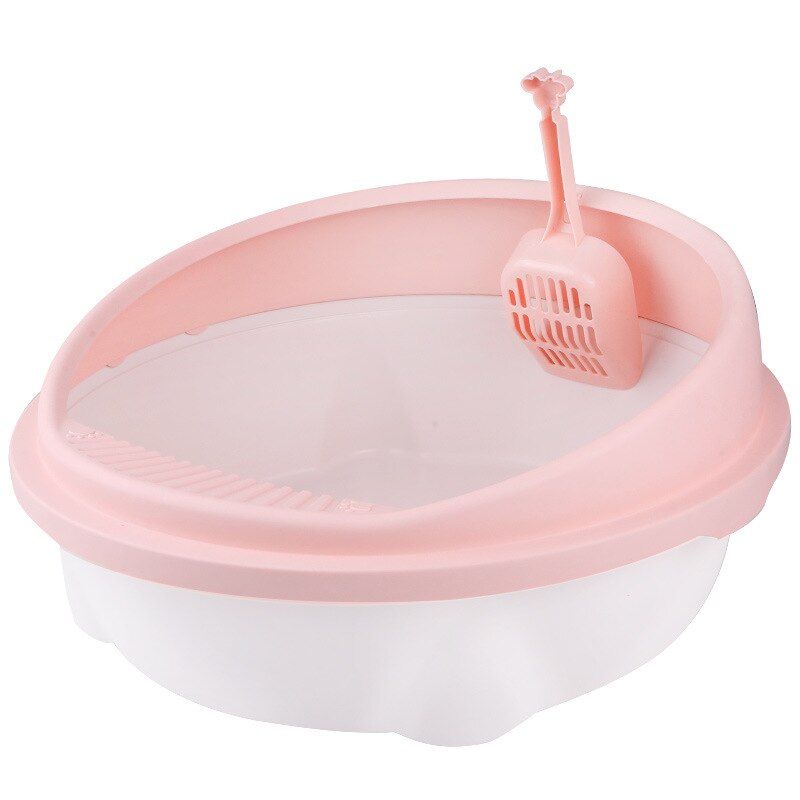 Cat litter box semi-enclosed Detachable Splash-proof cat poop pot cat toilet Send cat litter shovel Deodorant Cat Toilet: Pink