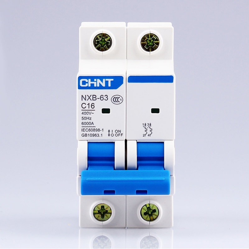 CHINT 2P air switch AC 230/400V NXB-63 C 6 10 16 20 25 32 40 50 63A Load protector Short circuit trip DZ47
