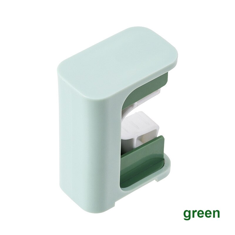 Hole Free Wall Mounted Mop Clip Toilet Traceless Mop Hook Bathroom Broom Rack Seat Mop Storage Clip Home Storage Organization: green