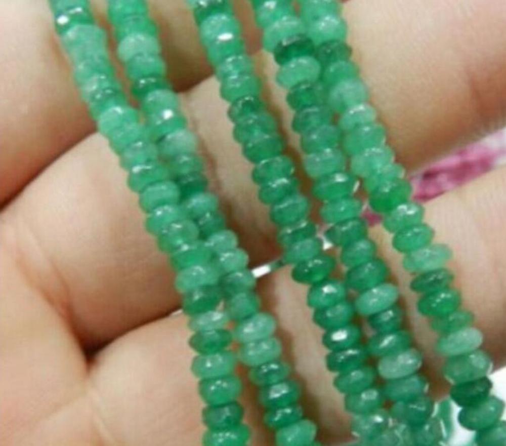 Frete Grátis Fina! 2x4mm Facetada Natural Emerald Abacus Gems Solta Pérolas 15"