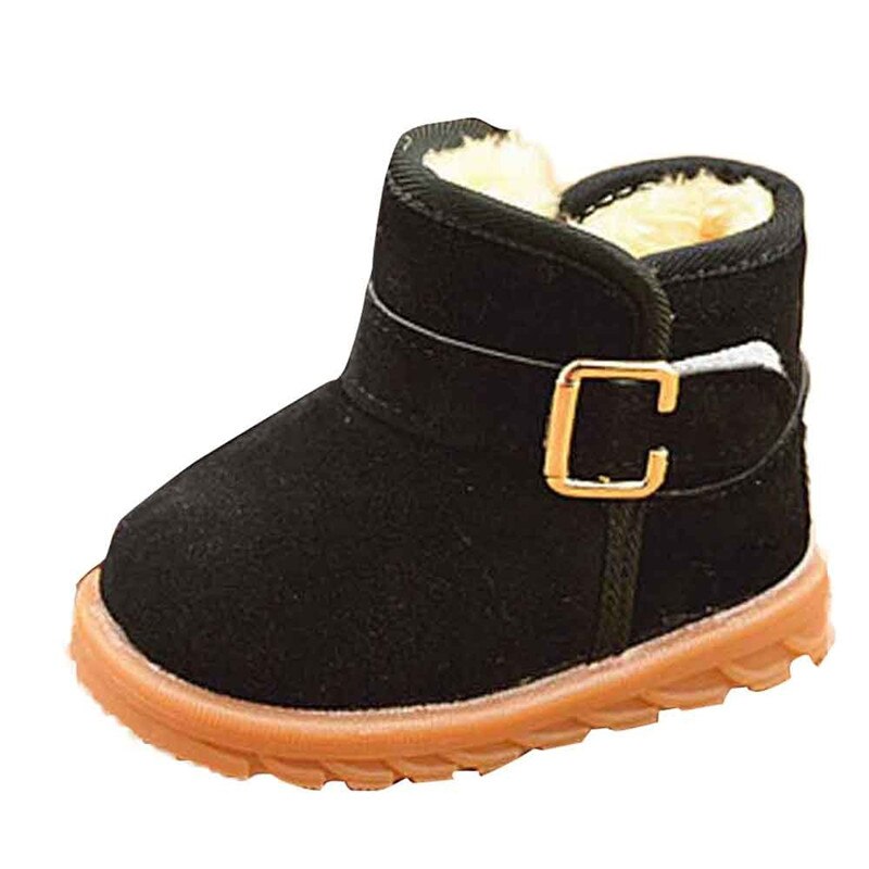 kids winter boots Infant Toddler Baby Girls Boys Casual Snow Boots Buckle Ankle Shoes #2N04: Black / 24