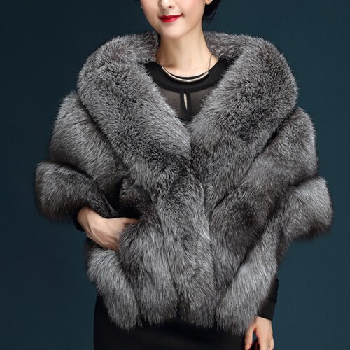 Women Bolero Bridal Shawl Faux Fur Wrap Bolero Wedding Cape Bridal Shawl Fur Cape Winter Ivory Bridal Cloak Bolero: Dark Gray