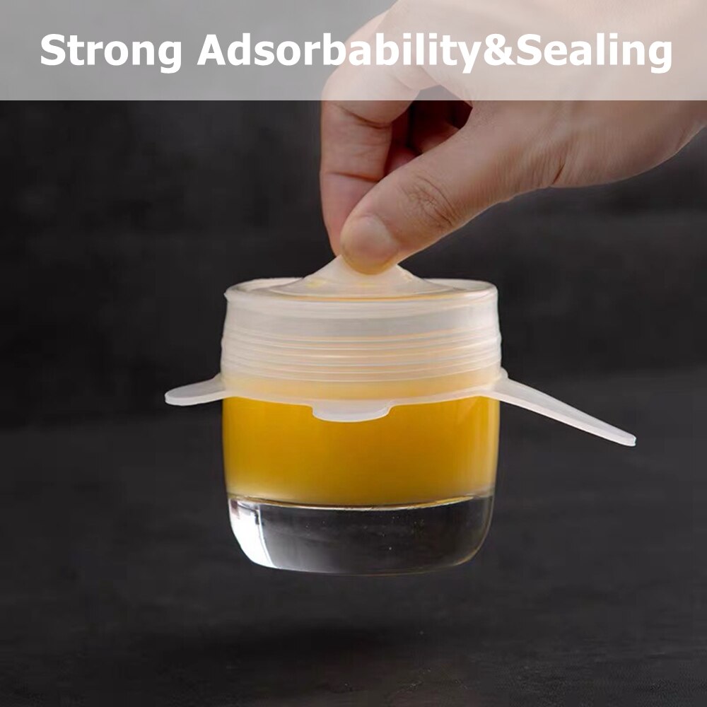 6pcs Silicone Stretch Lid Reusable Stretch Lids Fit Round Square Bowls Seal Vacuum Stretch Lid Wrap Organization Dishwasher Safe