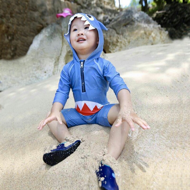 Børn badedragt baby dreng badetøj dyrehajer badedragt spædbarn baby badedragt swimmingpool tøj uv beskyttelsesdragt