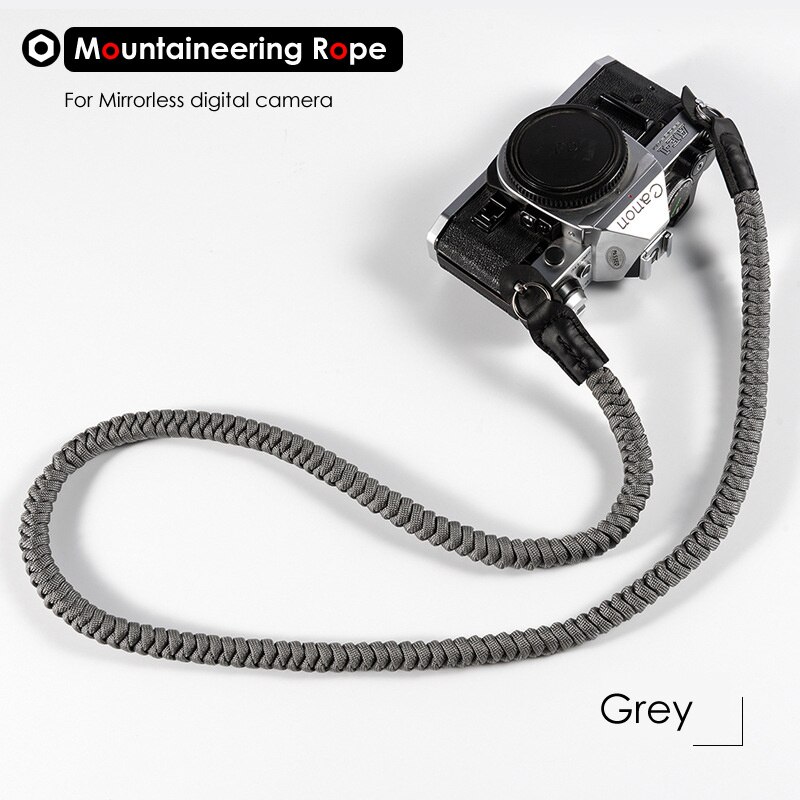 Mountaineering Nylon Rope Camera Shoulder Neck Strap Belt for Mirrorless Digital Camera Leica Canon Nikon Olympus Pentax Sony: Grey