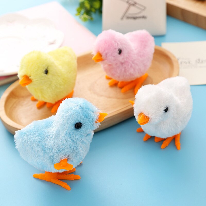 2 Pc Cute Plush Wind Up Chicken Kids Educational Toy Clockwork Jumping Walking Chicks Toys For Children Baby Boy Girl