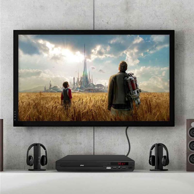 Reproductor de DVD y discos de CD HD 1080P, Compatible con entretenimiento, música, vídeo, películas, Audio de TV, multimedia, AV, USB, Control remoto, enchufe de la UE, EE. UU., Reino Unido