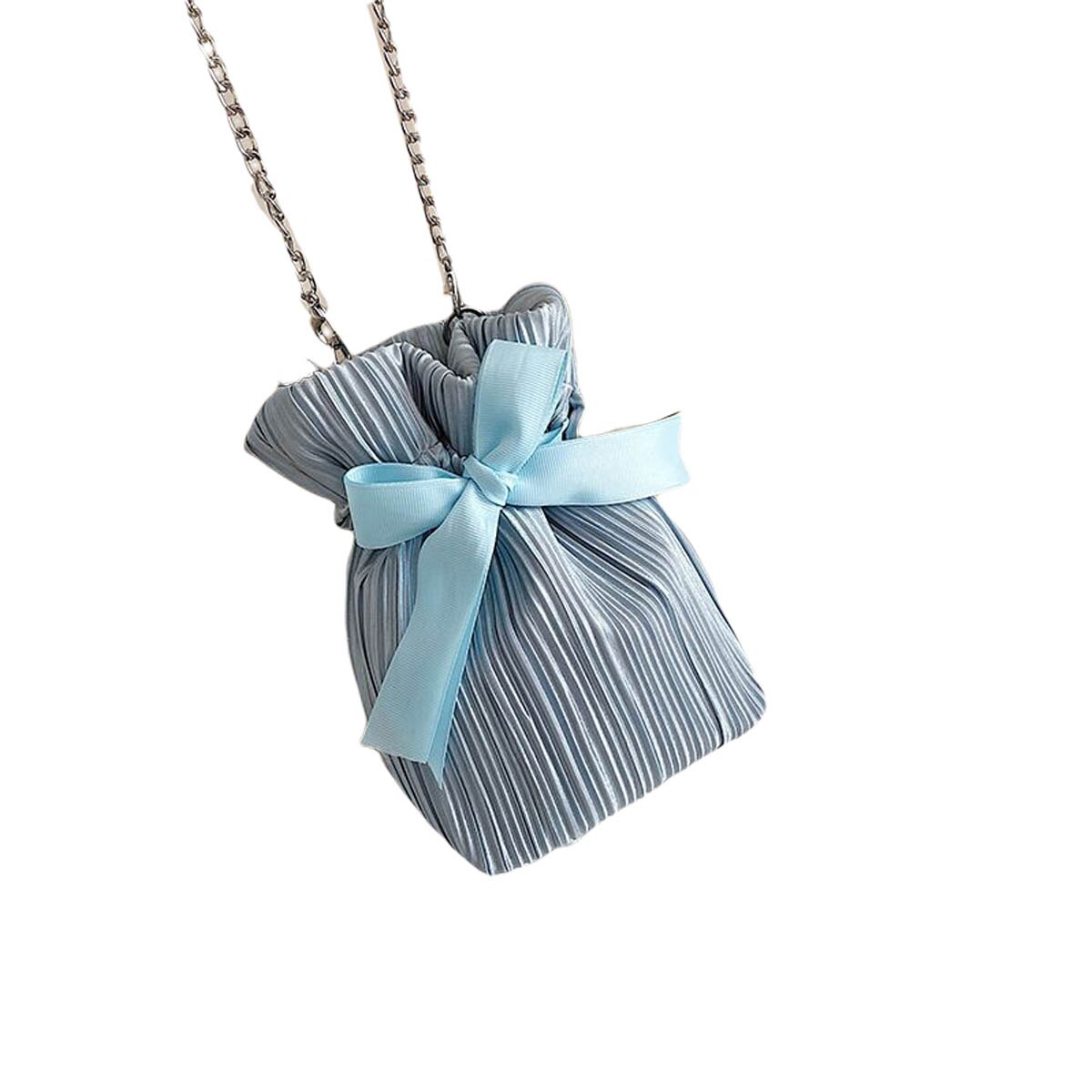 Merk damestassen crossbody-tassen dames draagbare emmervormige decoratieve metalen schouderbanden tassen: Blauw