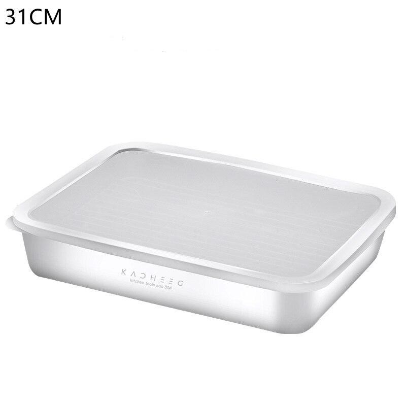 304 stainless steel Food Storage Box Container Kitchen Refrigerator Airtight Fresh-Keeping Storage Box Meat Kitchen Organizer: 31cm