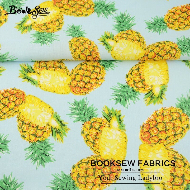 Booksew-tissu matelassé 100% coton ananas de fruits, tissu matelassé quart gras pour chemise, robe artisanale, Patchwork, Scrapbooking