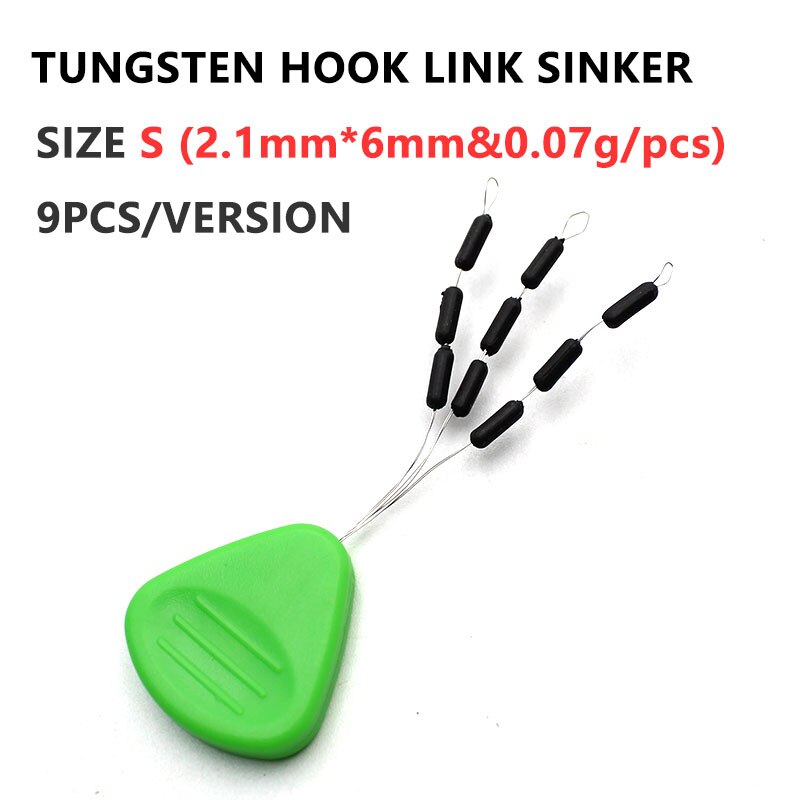 Juego de ganchos de pesca de carpa, kit de 9 unids/paquete de masilla de tungsteno, gancho de plomo, línea de enlaces, Pop Ups, tubo de peso, alineador de manga de gancho: S-green