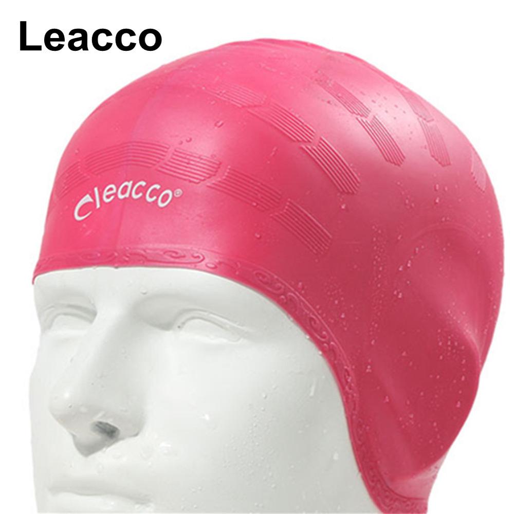 Man women high spandex large size swimming wear hat Adults Waterproof swimming caps silicone swimming hat Protect Ears: red