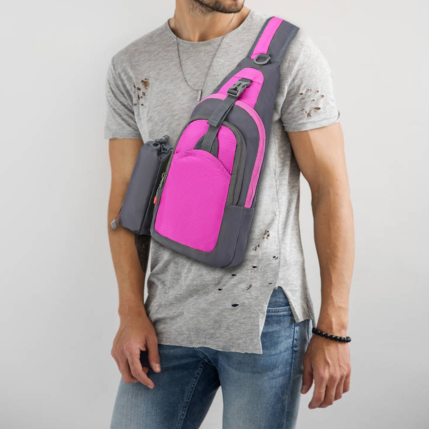 Portable 7L Sling Bag Women Men Shoulder Backpack Chest Pack Causal Crossbody Bag for Cycling Camping Running Travel waist bag