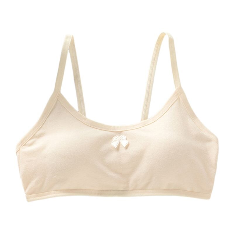 Puberté filles Spaghetti sangle sous-vêtements bonbons couleur nœud soutien-gorge d'entraînement dos nu amovible rembourré sans fil brassière