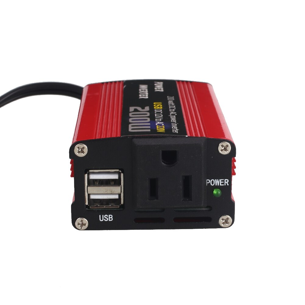 12V DC To 220V AC Car Inverter Home Power Output Converter Portable Adapter Aluminium Alloy Power Inverter