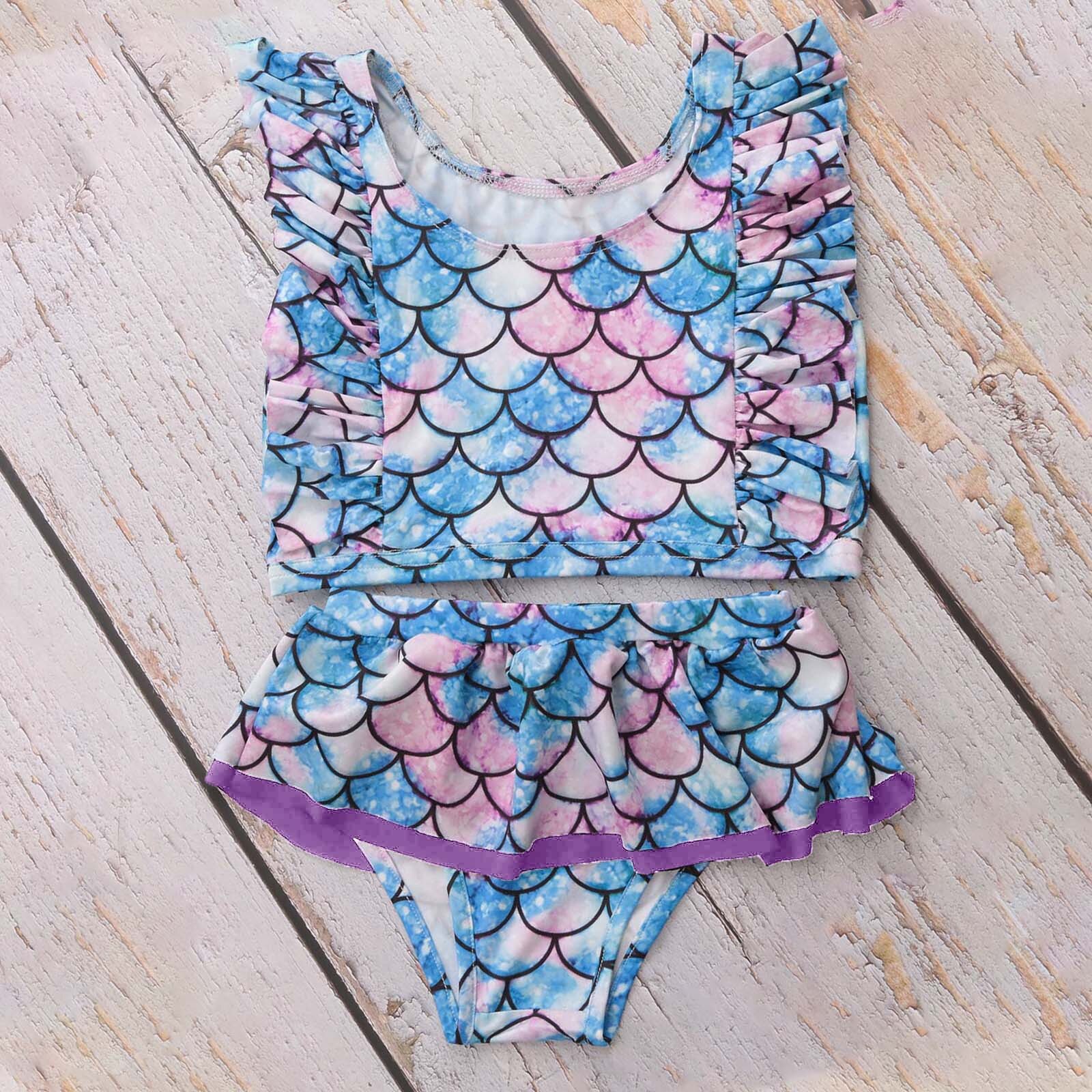 #57 2-6year Girls Swimwear Toddler Kids Girls Ruffle Cute Short Skirt Swimwear Beach Two-piece Swimsuit Fato Banho Criança