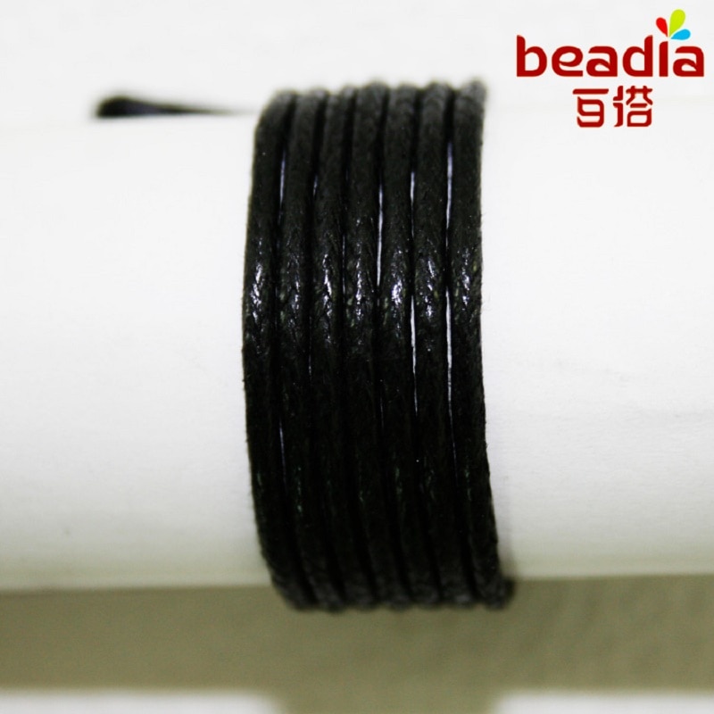 Katoenen Waxkoord 60 m/partij Zwart 1mm Cord String Draad wire Jewelry Bevindingen voor DIY Choker Ketting charms Armband