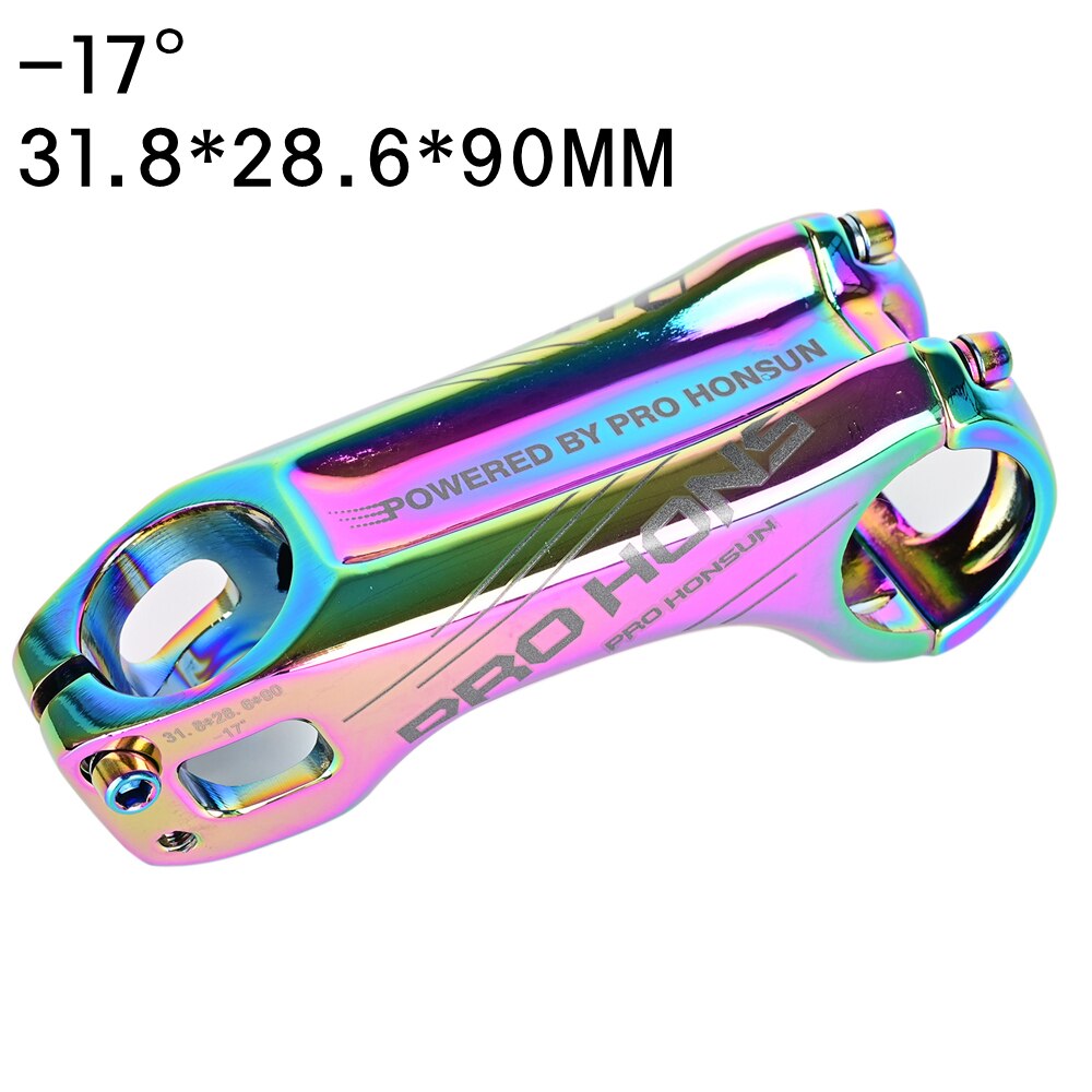 PRO HONSUN Bicycle stem road 17 Degree Stem Road MTB Bicycle lightweight handle 7075CNC aluminum alloy handle 28.6/31.8mm 90MM: Rainbow 90MM