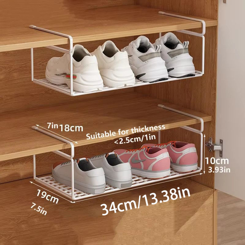 1/2pcs Layered Shoe Rack Home Dorm Office Shoe Cabinet Partition Artifact Space Saving Shoe Storage Shelf: Dark Khaki