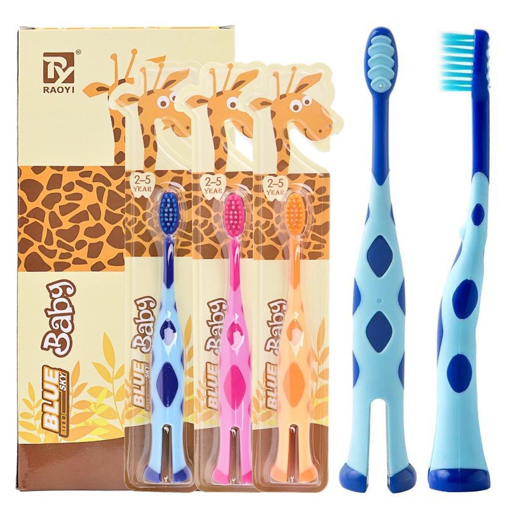 Cepillo de dientes con dibujos para bebé, niña y niño, conjunto de pelo suave de silicona, bonito, para cepillado de dientes