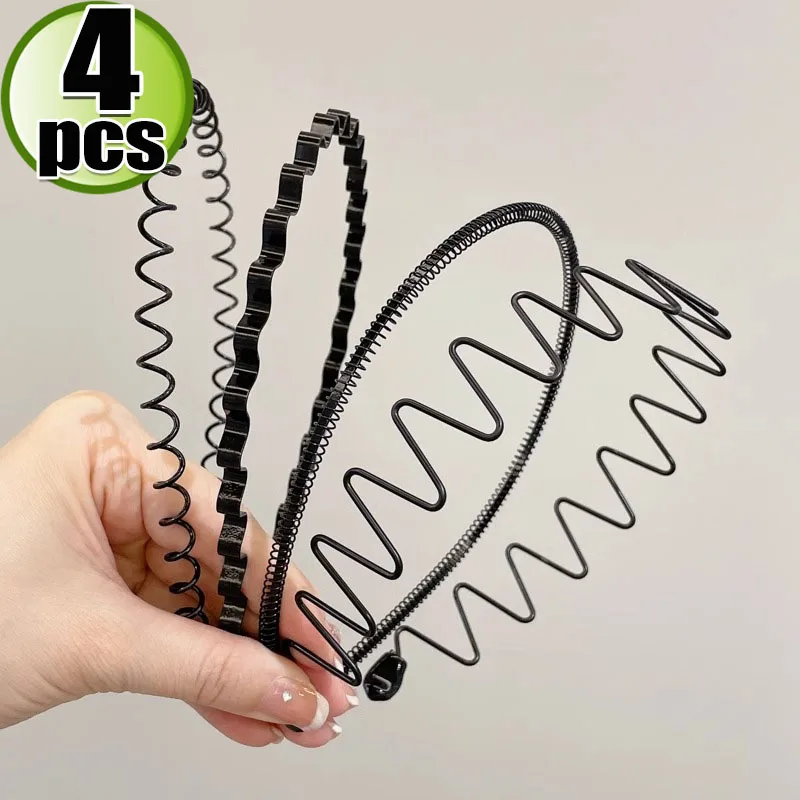 1/6pcs Metal Hair Band Men Women Unisex Black Wavy Hair Head Hoop Band Sports Headband Hairband Hair Accessories: army green