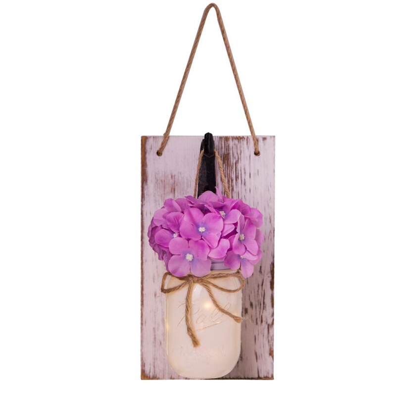 LED licht muur decoratie mason kan licht fairy guirlande antieke wandlamp kandelaar nep bloem muur decoratie (1 stuk): B