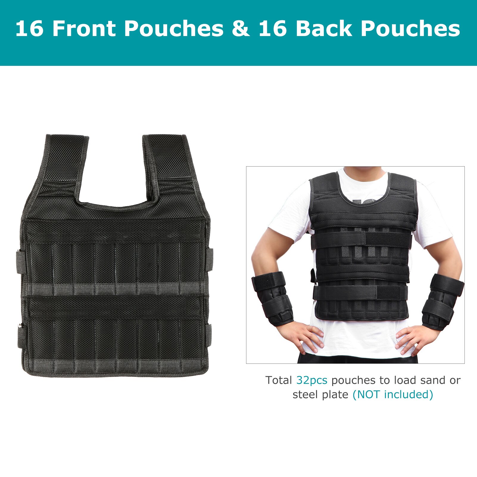 Gilet lesté réglable et robuste pour entraînement de résistance, haltérophilie, entraînement de force
