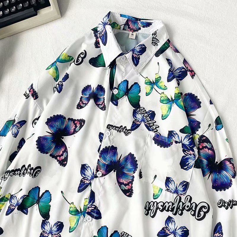 herbst eins Hafen stil salz hemd männer und frauen schmetterling drucken Yuppie- faul Wind drapieren Übergröße-Shirt