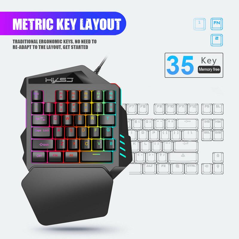 One-Handed Gaming Keyboard Mouse Combos Set Gamer Keypad RGB LED Keyboard Mouse Kit For Laptop Computer Eating Chicken Game