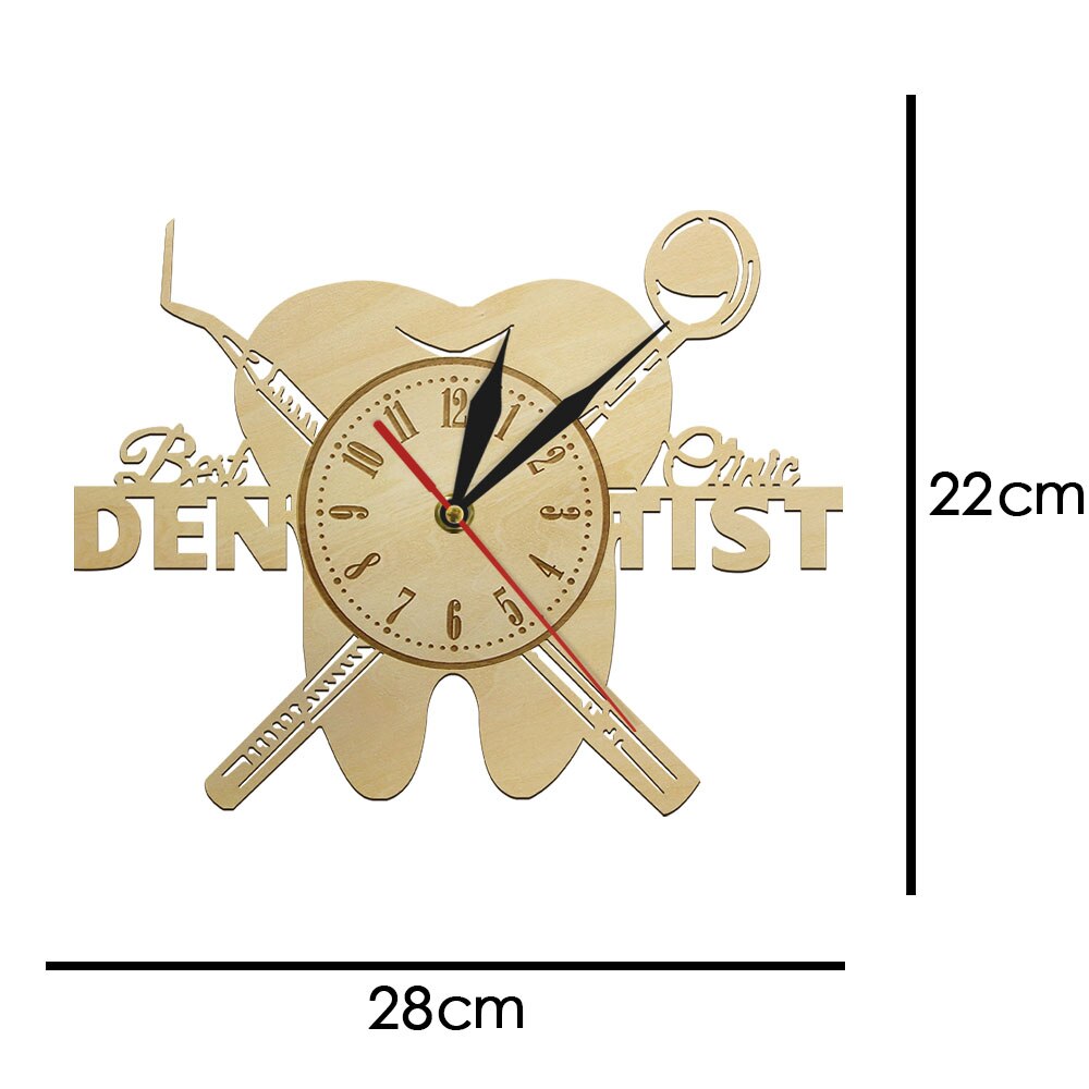 Teeth Dentist Wall 3D Retro Wood Hanging Clock Quiet Sweep Quartz Watch Thank you Dentist Reloj Pared Dentistry Dental Gag