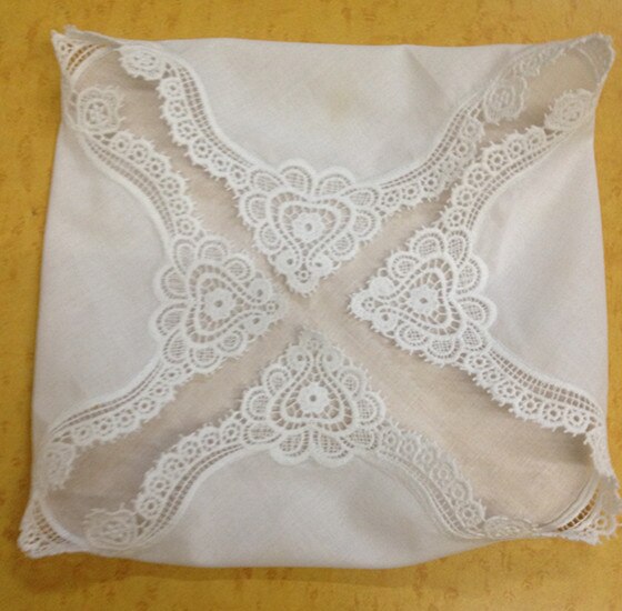 Set van 12 Mode Katoen Zakdoeken 12-inch Wedding Zakdoek Sweeet Hart Hankie Vintage Kant Hanky voor bruid/ dames